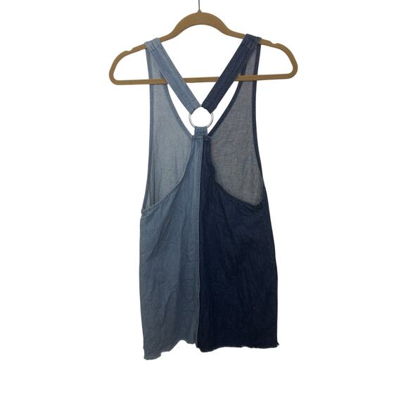 H&M Blue Denim Overall Dress Size 4 Mismatched Style Festival Minidress - Picture 2 of 7